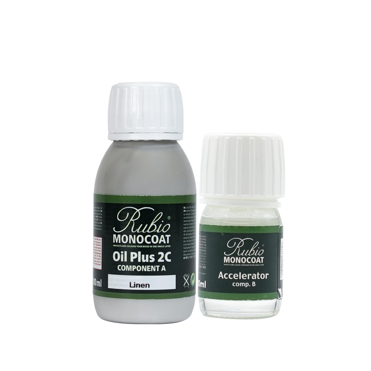 Rubio Monocoat Wood Stain & Finish 65 ft² - Linen | Oil Plus 2C | Quick-Dry, Eco-Friendly Linseed Wood Oil for Indoor Use, Includes Accelerator (Part B) | Protector | 130 ml Rubio Monocoat