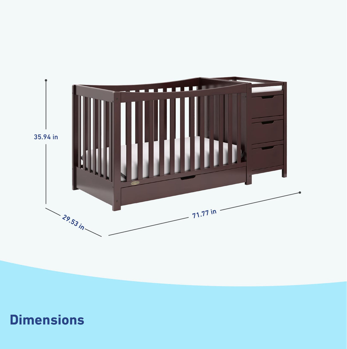 Graco Remi 4-In-1 Convertible Crib & Changer With Drawer (Espresso) – GREENGUARD Gold Certified, Crib And Changing-Table Combo, Includes Changing Pad, Converts To Toddler Bed, Full-Size Bed Graco