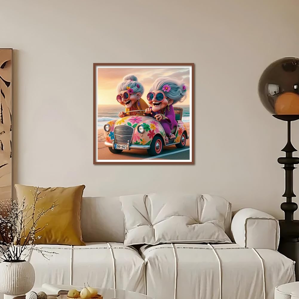 Kulvci Car Diamond Painting Kits for Adults, Round Full Drill Diamond Art Kits, 5D DIY Diamonds Crafts for Home Wall Decoration Gifts 12×12inch Kulvci