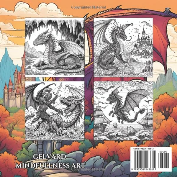 The World Of Dragons: Relaxing coloring book for adults and teens for stress free and Mindfullness WoodArtSupply