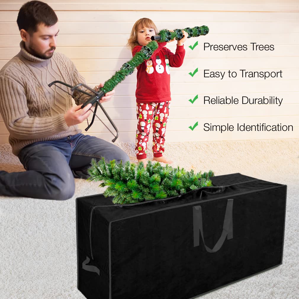 Primode Christmas Tree Storage Bag | Fits Up to 9 Ft. Tall Disassembled Tree I 65"x15"x30" Holiday Tree Storage Case | Protective Zippered Artificial Xmas Tree Bag (9ft, Black) Primode