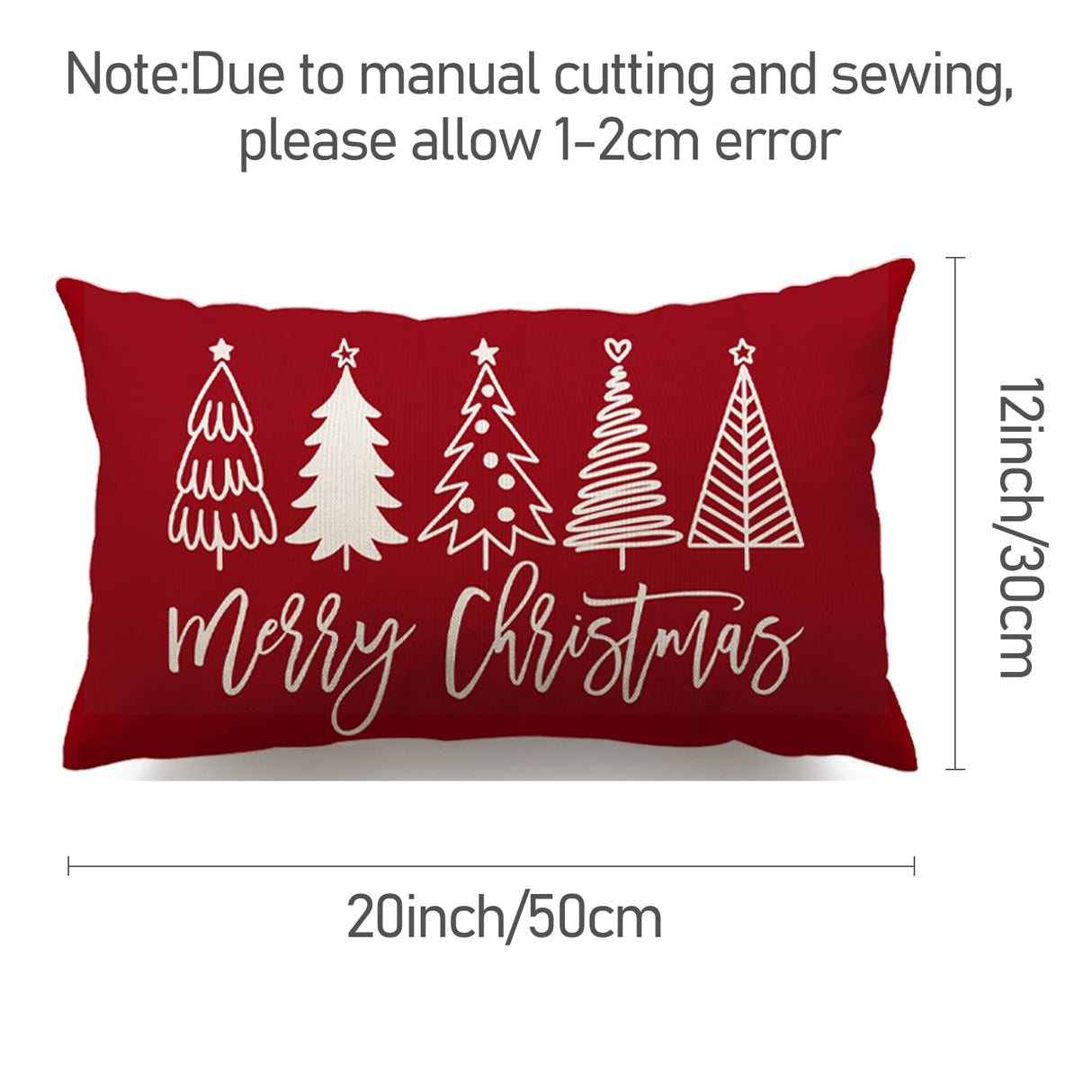 Merry Christmas Pillow Cover 12x20 Farmhouse Christmas Throw Lumbar Pillow Cover Decorations Christmas Tree Holiday Decor Case for Home Couch DFXSZ