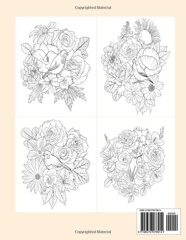 Songbirds Coloring Book: An Adult Coloring Book Featuring Beautiful Songbirds, Exquisite Flowers and Relaxing Nature Scenes Majosta
