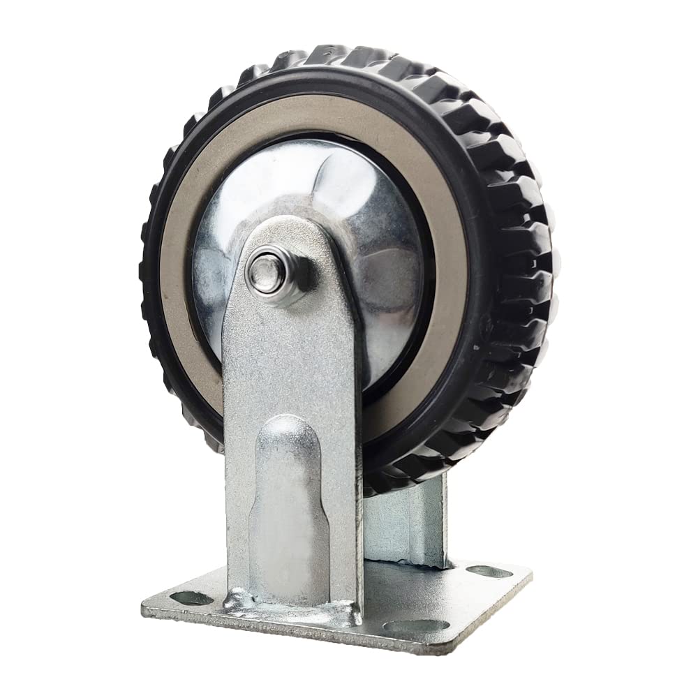 KUNMIN Set of 4 Heavy Duty Casters, 6 inch Polyurethane Ball Bearing Heavy Duty Castor, 2 Fixed Wheels & 2 Lockable Wheels, 6 inch Casters Wheel KUANMIN