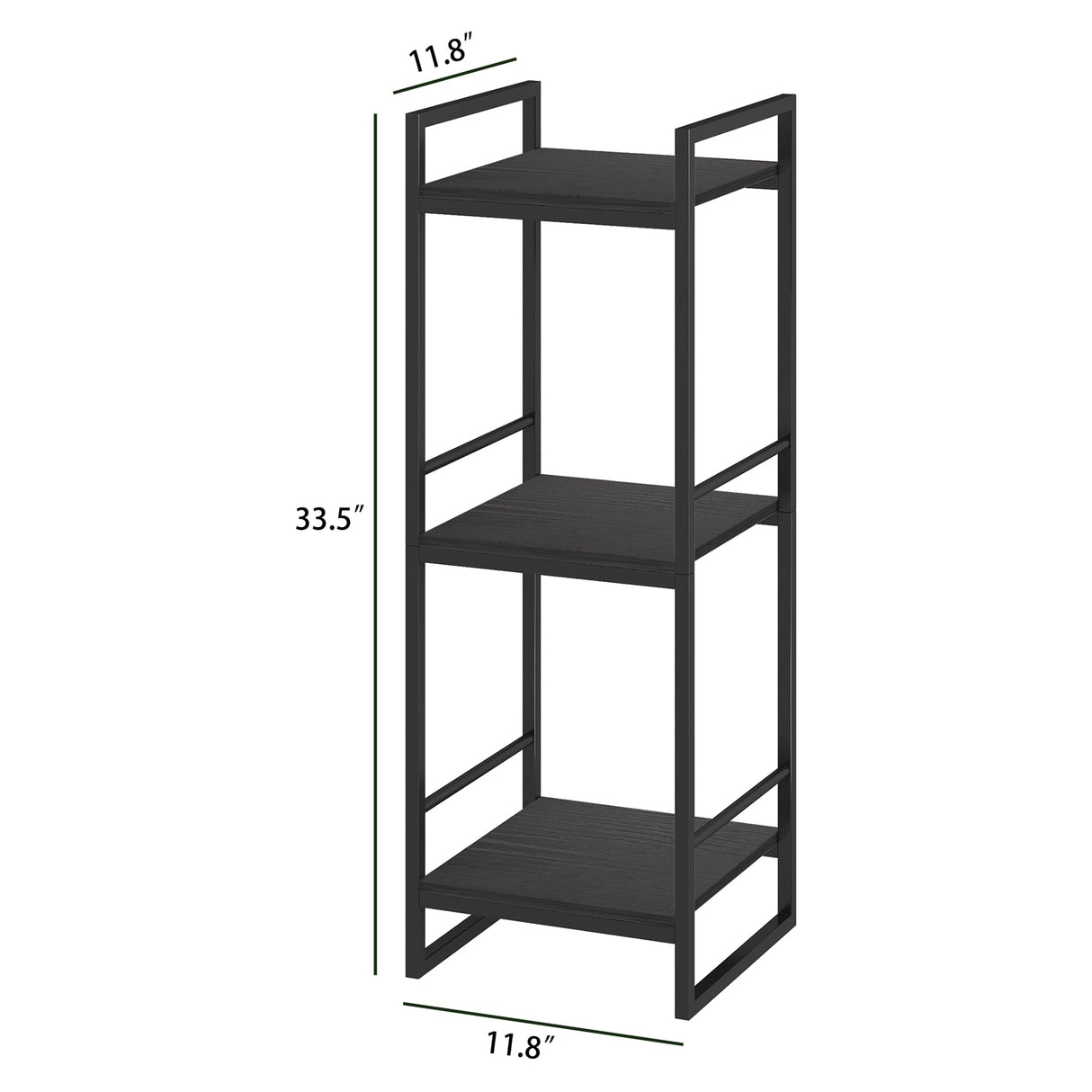 BYFU 3 Tier Bathroom Shelving Unit, Narrow Open Floor Shelves, Metal Corner Storage Rack for Bathroom Laundry Room Kitchen Living Room, Black BYFU