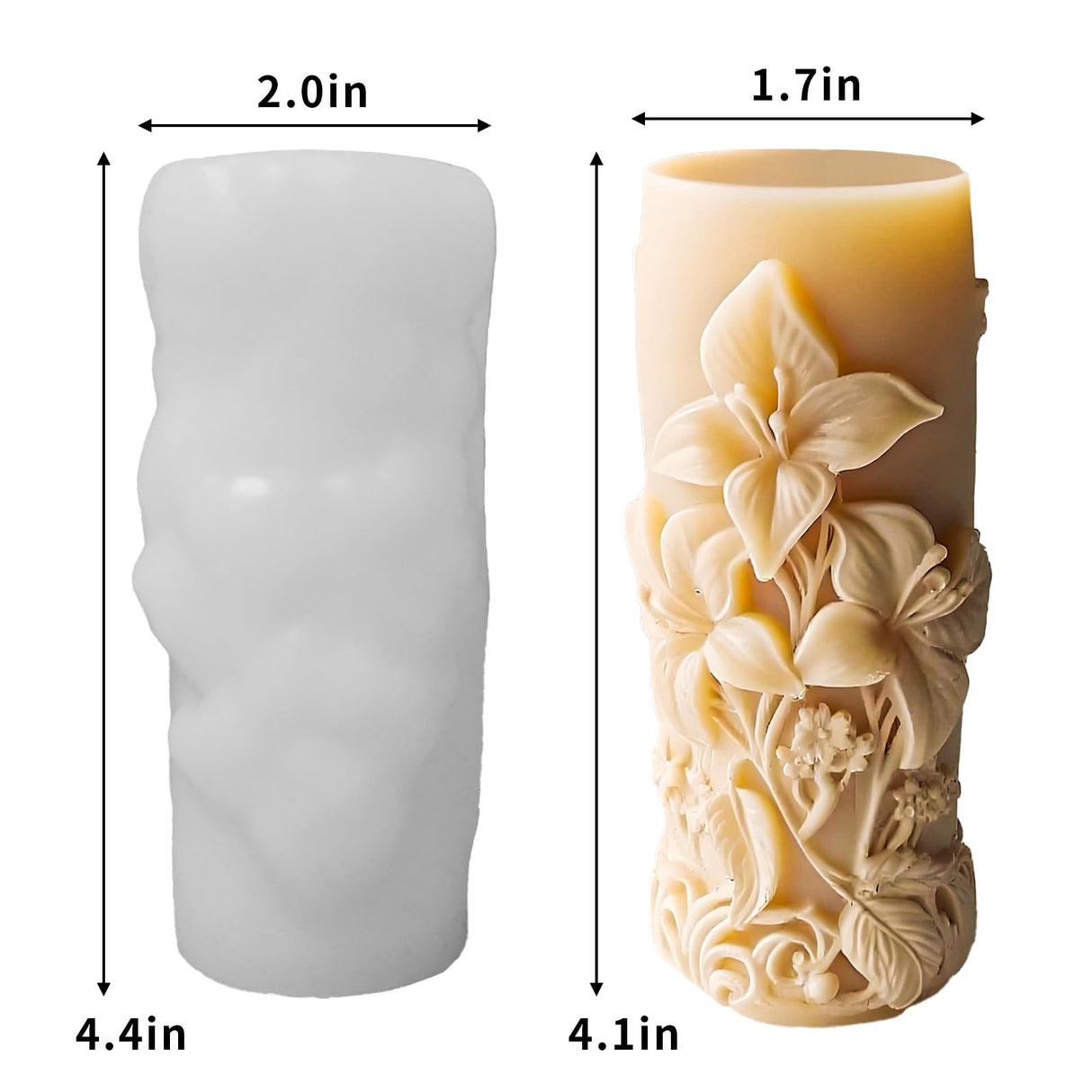 Japleed Elegant Lily Embossed Candle Molds for Candle Making, 3D Flower Silicone Molds for Candle Soap Wax Resin Clay, Blooming Lily Chocolate Cake Fondant Molds, DIY Floral Art Craft Wedding Decor japleed