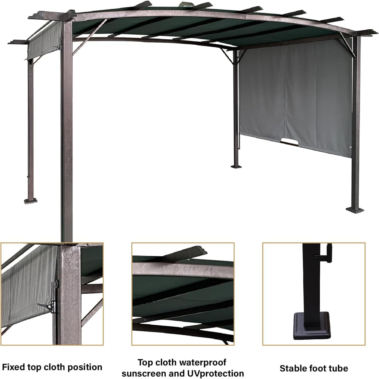 PERFECT GARDEN 12' L x 9' W Outdoor Patio Retractable Canopy Metal Pergola with Adjustable Shade, Metal pergola for Backyards, Gardens, Patios(Grey) PERFECT GARDEN