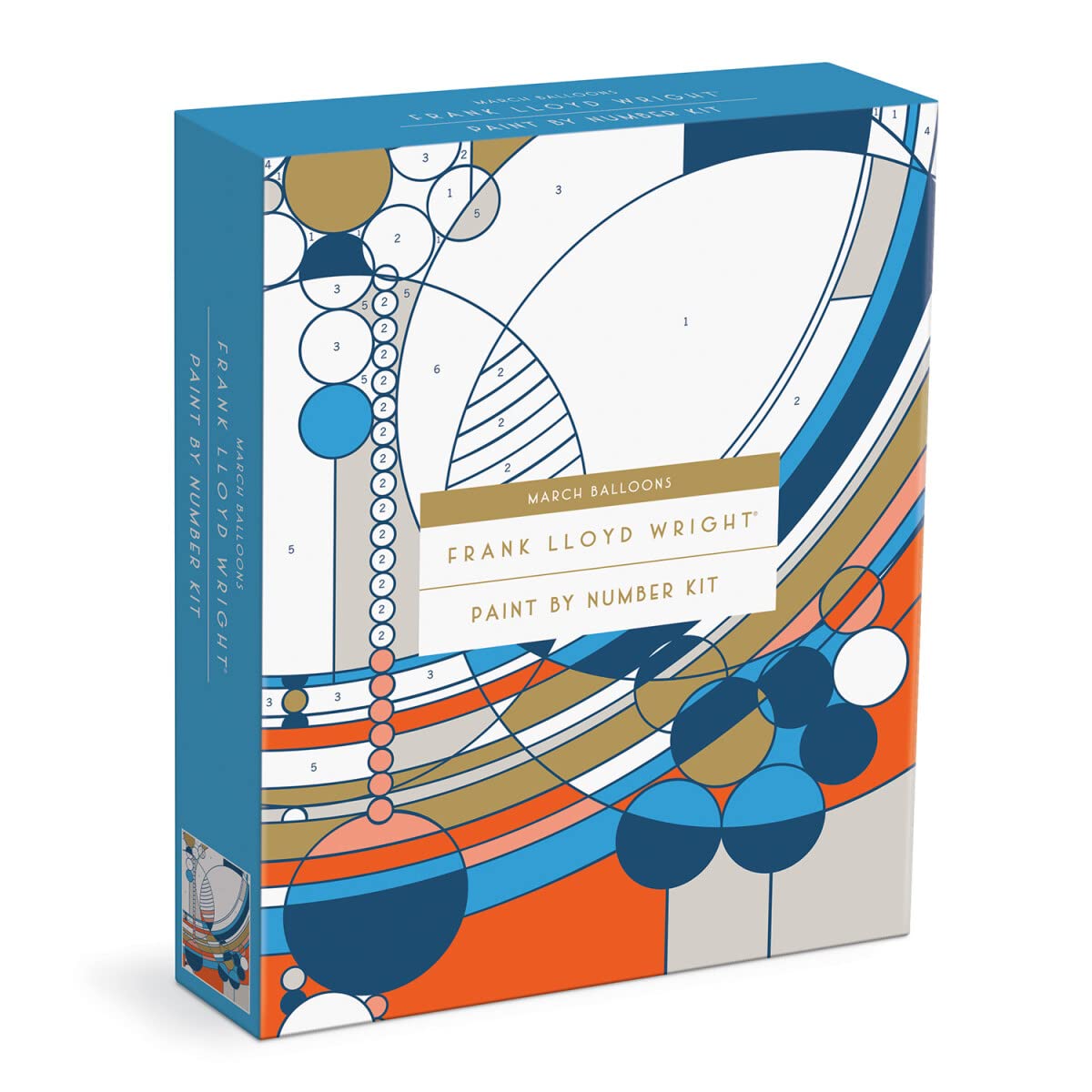 Galison Frank Lloyd Wright March Balloons Paint by Number Kit from Includes 1 Canvas (8” x 10"), 1 Wooden Easel, 2 Paint Brushes & 6 Acrylic Paints, DIY Art Kit with Stunning Design Galison