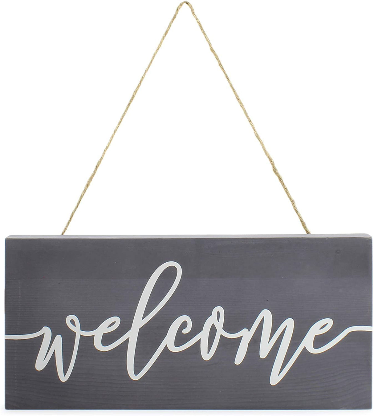 AuldHome Farmhouse Wooden Welcome Sign, Gray and White Rustic Style Wood Hanging Plaque, 12 x 6 Inches AuldHome Design