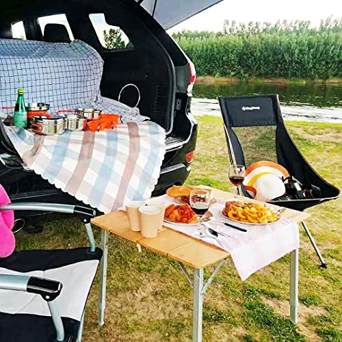 KingCamp Bamboo Folding Table Environmental Camping Table with Adjustable Height Aluminum Legs Heavy Duty 4-Folds Portable Camp Tables for Travel, Picnic, Party, Beach, 1-2 People KingCamp