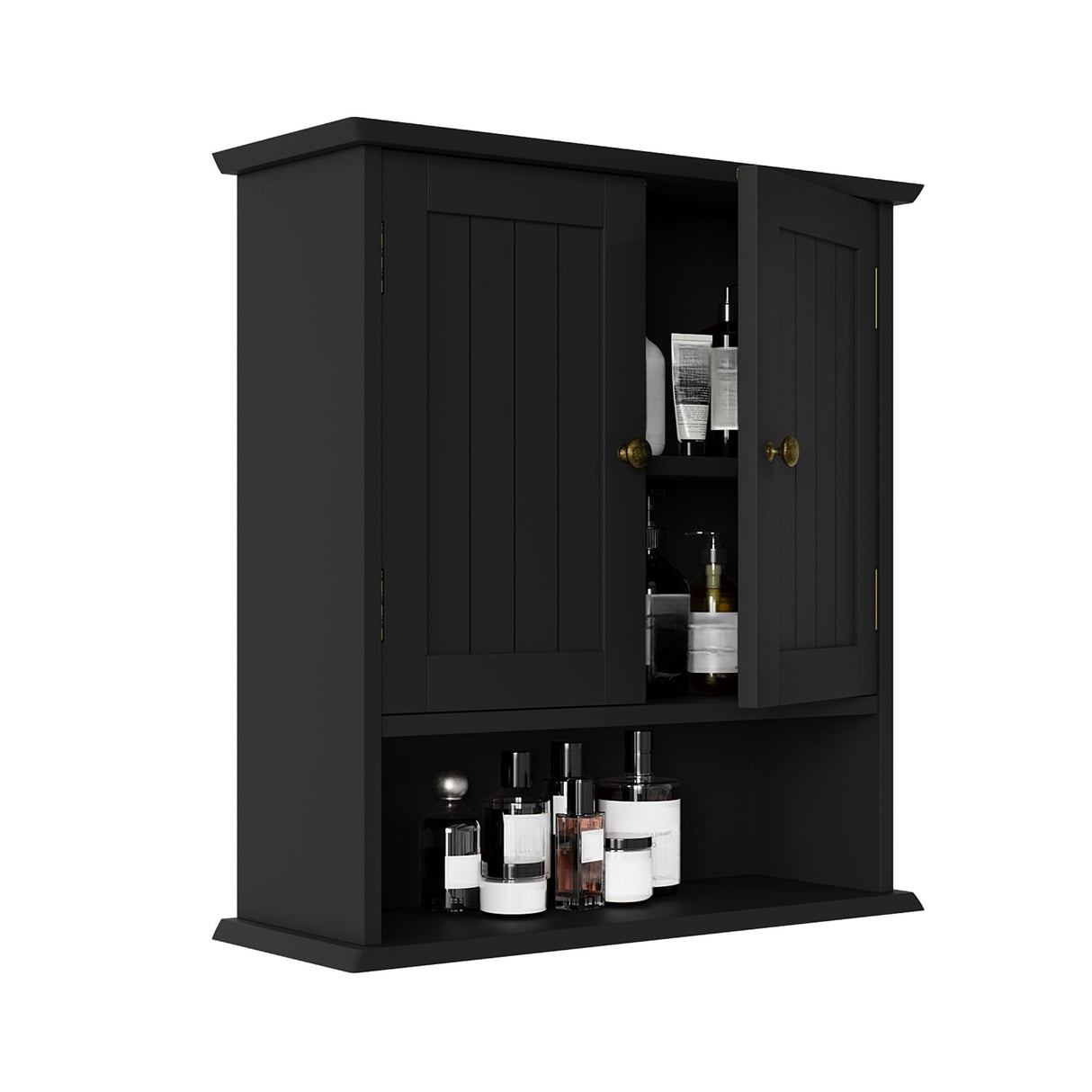 Smuxee Black Wall Cabinet, Small, 2-Door Medicine Cabinet with Adjustable Shelves, Over Toilet, For Kitchen and Laundry Rooms Smuxee