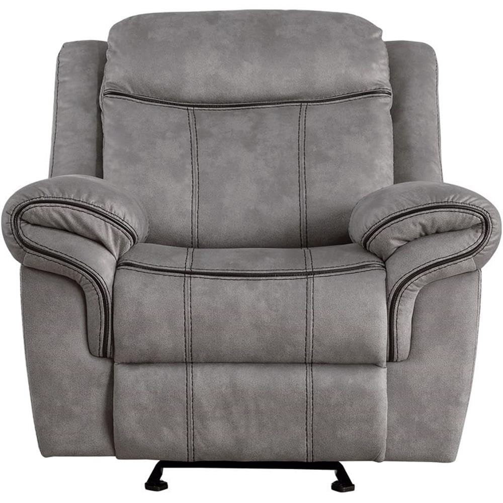Acme Zubaida Velvet Horizontal Upholstered Glider Recliner in 2-Tone Gray Acme