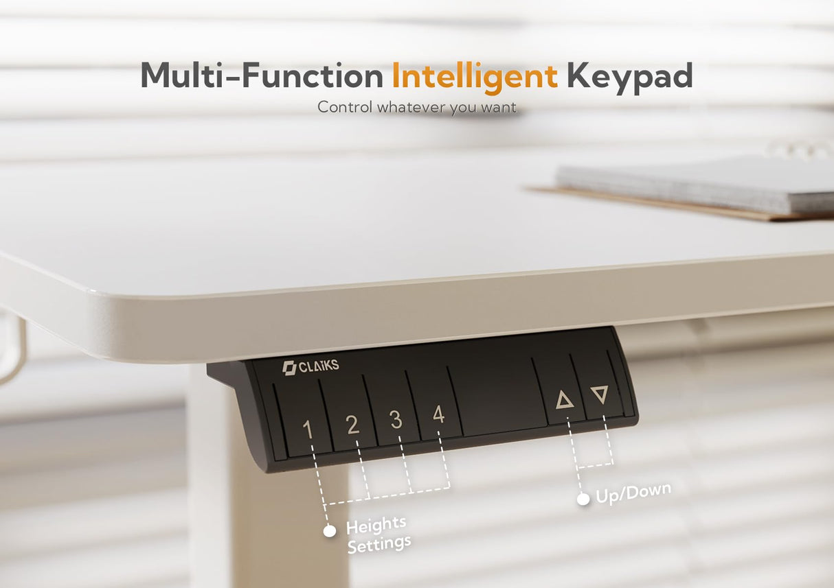 Claiks L Shaped Standing Desk Adjustable Height, Dual Motor Electric Corner Standing Desk, 63x55 inch Sit Stand up Desk with Splice Board, White Claiks