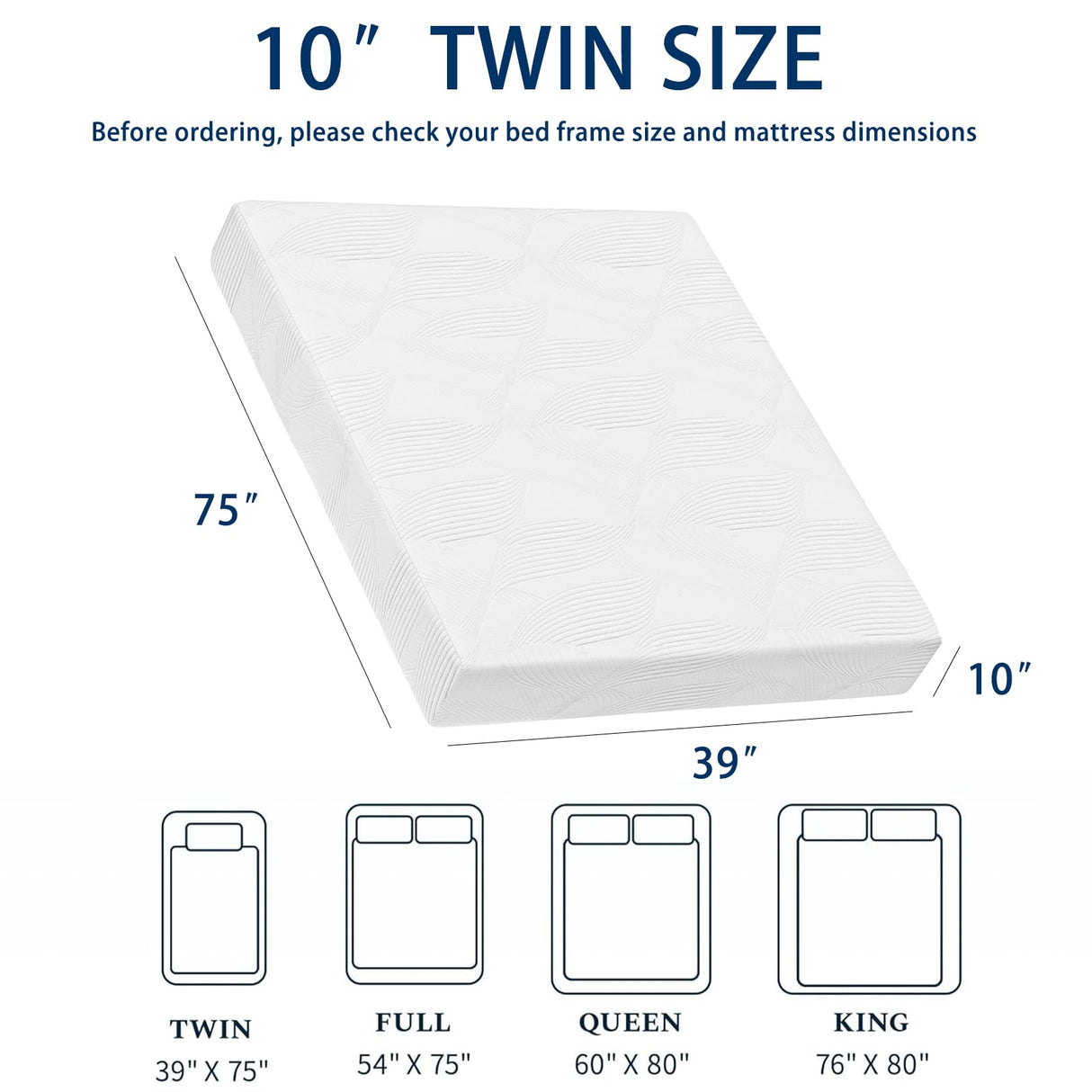 FTOPBTB 10 Inch Twin Size Mattress, Cooling Gel Memory Foam Medium Firm Mattress, Breathable Pressure Relief, CertiPUR-US Certified Foam, Mattress-in-a-Box, No Fiberglass (10 Inch, Twin) FTOPBTB