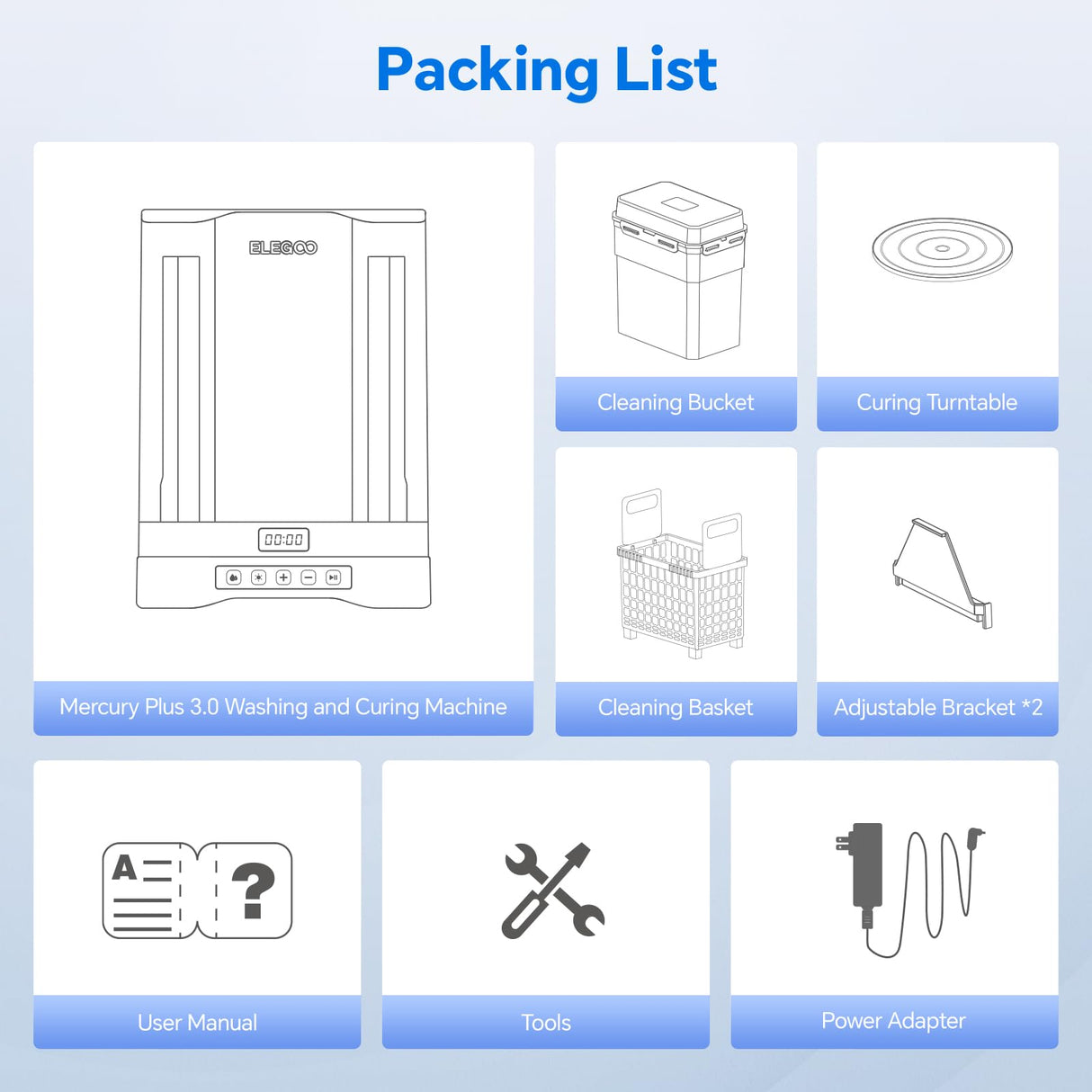 ELEGOO Mercury Plus 3.0 Larger Wash and Cure Station, Resin Curing Machine for LCD/SLA/DLP 3D Printing Models, Best for Saturn, Mars 3D Printer, Washing Size of 230 * 135 * 260mmm ELEGOO