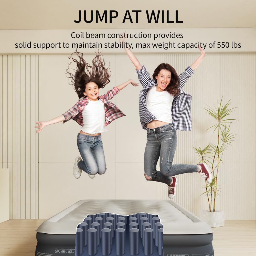 SENNOUL Air Mattress with Built in Pump - Upgraded Twin Blow Up Mattress, 2 Mins Quick Self Inflatable with Double Air Chamber,16"/550lbs Max, Strong Support, for Camping,Home,Guests,Portable Travel SENNOUL