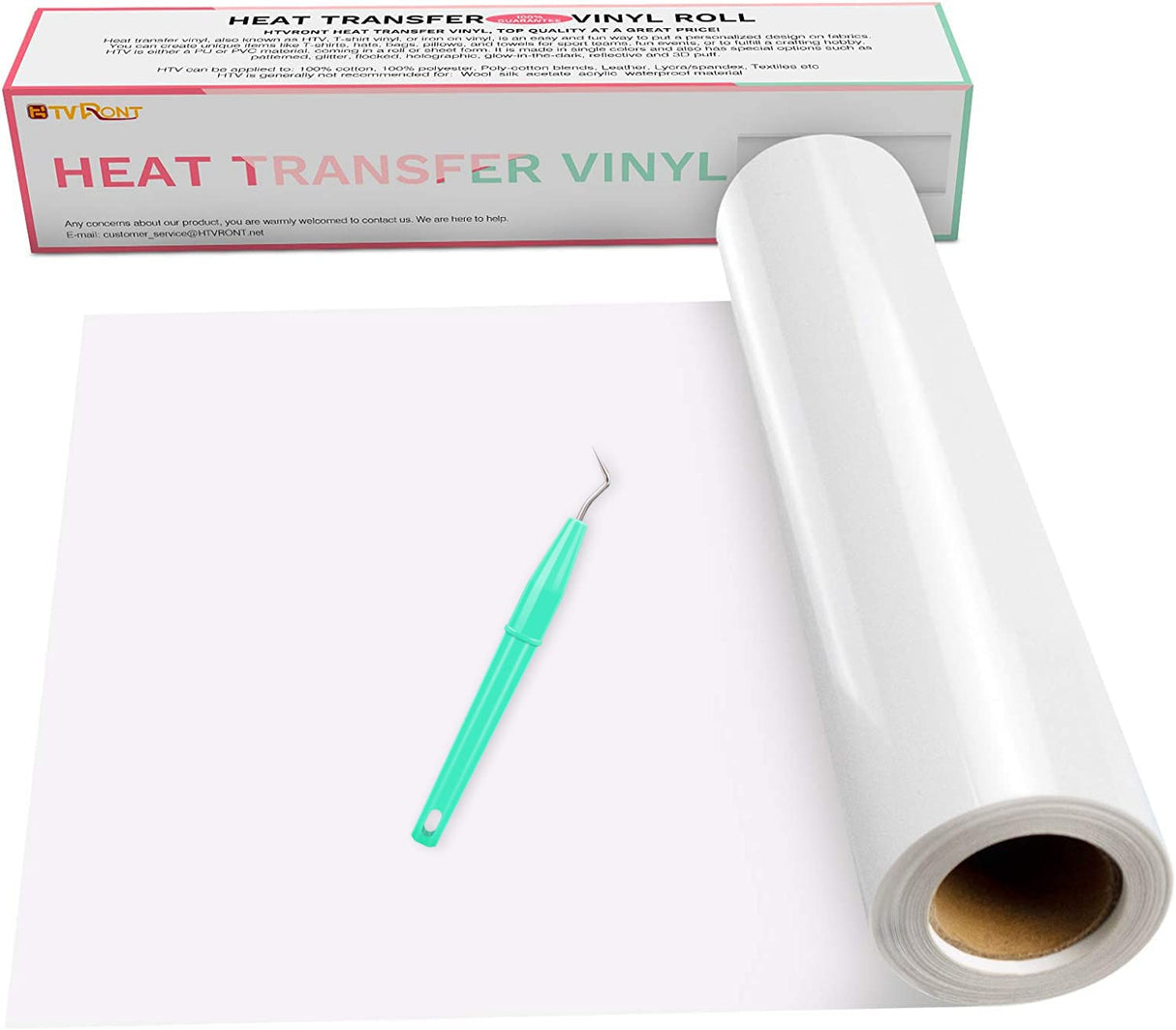 HTVRONT Heat Transfer Vinyl White HTV Rolls - 12" x 15ft White Iron on Vinyl for All Cutting Machines, White HTV Vinyl for Shirts - Easy to Cut & Weed for Heat Vinyl Design HTVRONT