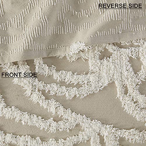 Madison Park Laetitia Lightweight 100% Cotton Quilt Set, Breathable Chenille Tufted, Shabby Chic Boho Medallion Design, Sham, Floral Taupe w/ Tassels, Full/Queen-2 Piece Madison Park