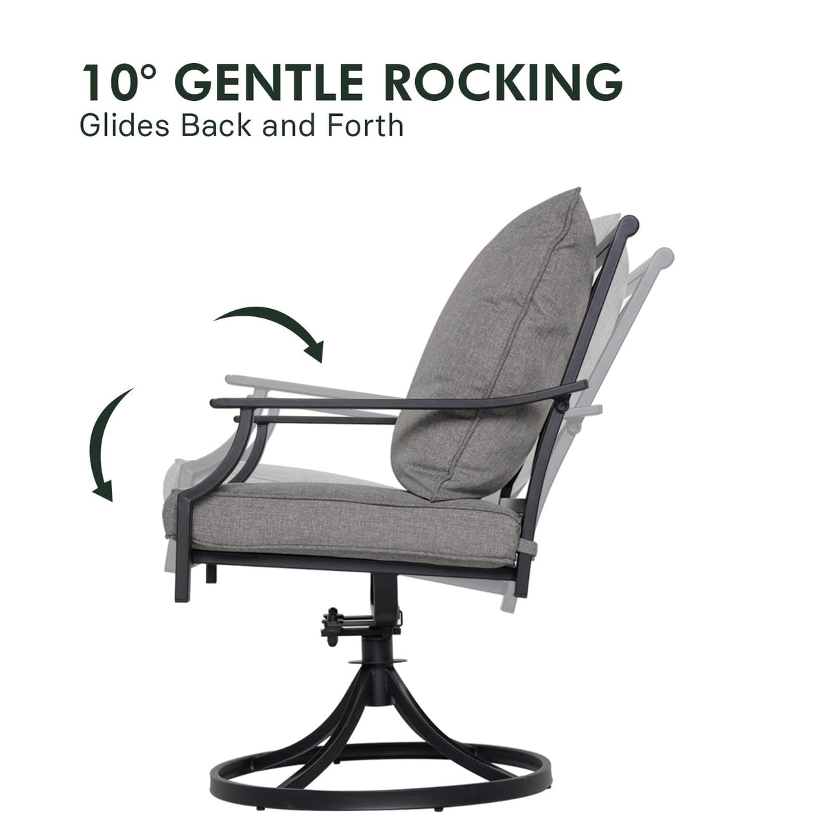 Grand patio 7-Piece Outdoor Dining Set for 6 E-Coated Patio Dining Furniture Set for 6 Patio Swivel Dining Chairs with Olefin Cushions 1 Rectangular Dining Faux Woodgrain Table with Umbrella Hole Grey Grand patio