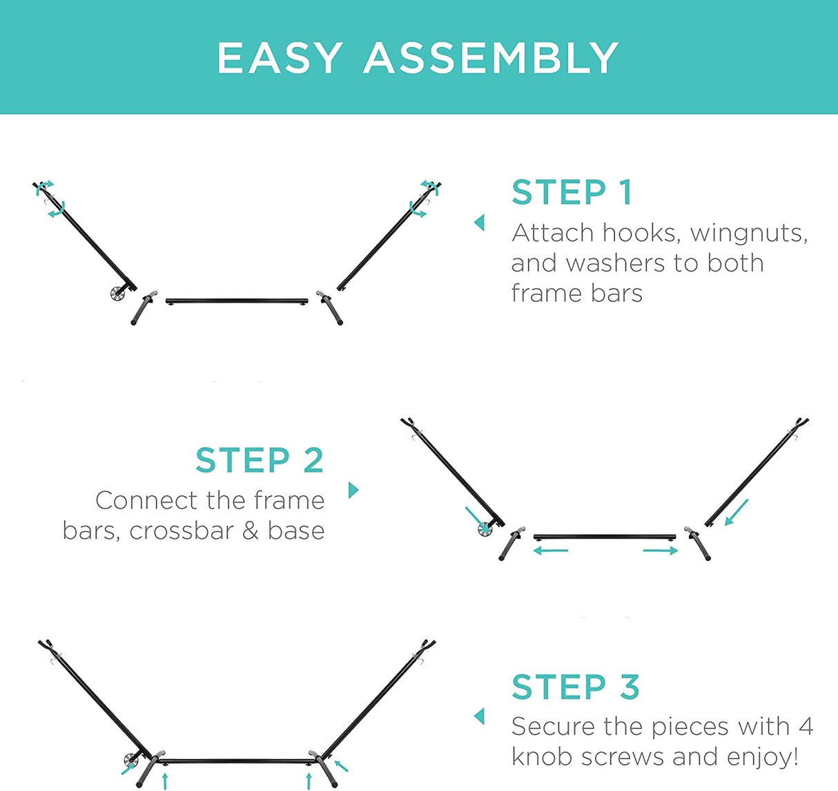 Double Hammock with Space Saving Steel Stand 400 lb Capacity, Portable Hammock Frame Stand Heavy Duty for 9 to 13Feet Hammocks, Carry Bag Included NiamVelo