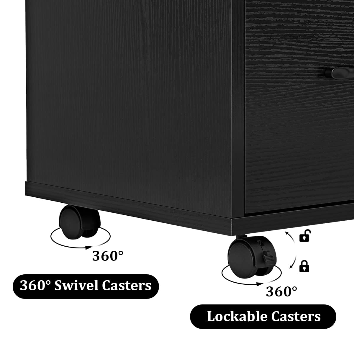 3 Drawer Office File Cabinets, Mobile Lateral Printer Stand with Open Storage Shelf, Rolling Filing Cabinet with Wheels Home Office Organization and Storage (Black) Panana