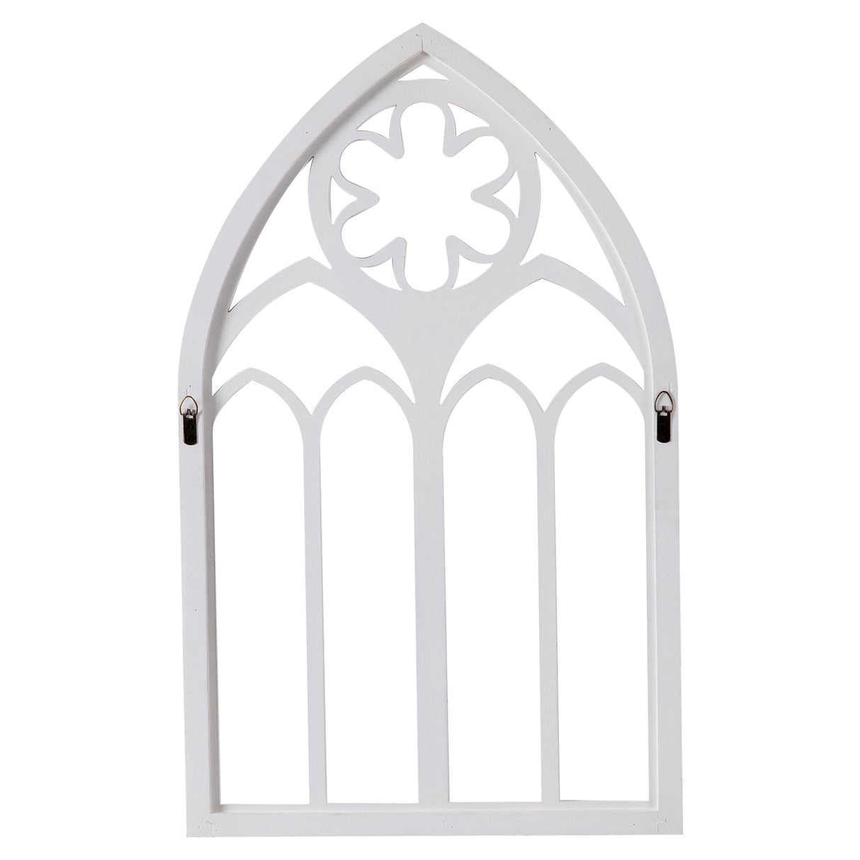 Sintosin Gothic Arched Window Frames for Wall Decor Living Room 20 X 33 Inch, Hanging Distressed White Wooden Farmhouse Window Pane, Rustic Cathedral Window Frame for Halloween Entryway Sintosin