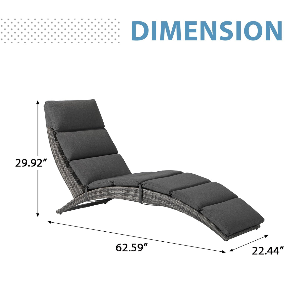 JOIVI Patio Chaise Lounge Chairs Sets, 2 Pieces Cushioned Patio Adjustable Chaise Lounge, Rattan Reclining Chair with Removable Dark Gray Cushion, Pool Lounge Chairs for Outside, Garden, Balcony JOIVI