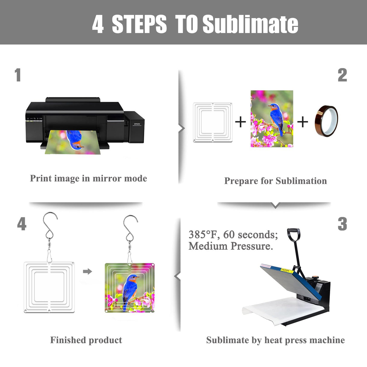 WindMage 12 Pack 3inch Sublimation Wind Spinner Blanks 3D Aluminum Metal Wind Sculpture Kinetic Spinners for Yard Garden Indoor Art Ornaments Xmas Hanging Decoration (Square) WindMage