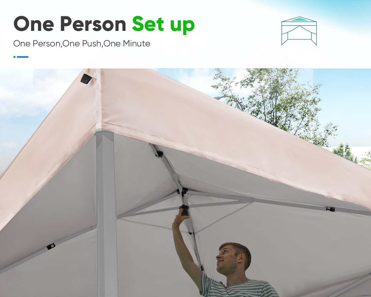 Quictent 8 x 8 ft Privacy Pop up Canopy Tent with Sidewalls, Instant Gazebo Canopy Shelter Enclosed Portable, Mesh Windows & Waterproof (Tan) Quictent