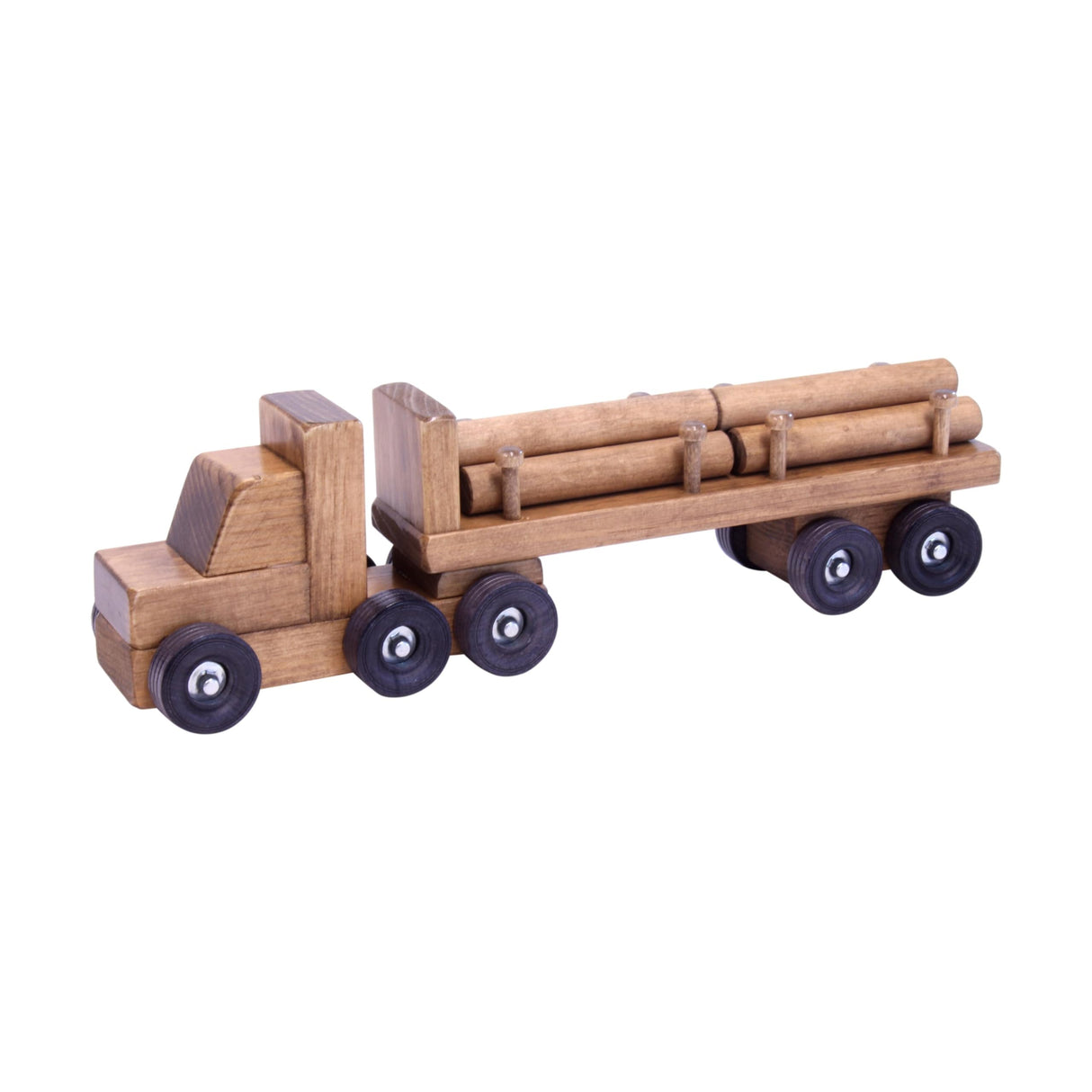 AmishToyBox.com Log Truck Wooden Toy - Amish-Made in Lancaster County, Pennsylvania - with 6 Removable Logs AmishToyBox.com