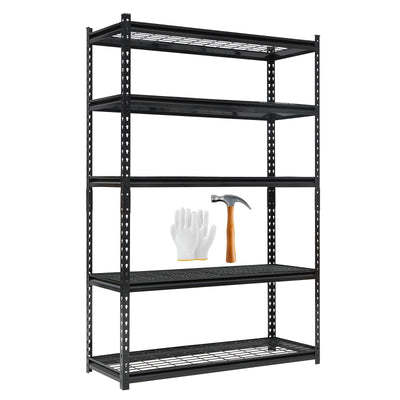 71" H/47 W/18 D Garage Shelving Heavy Duty, 2200LBS Garage Storage Shelves, 5-Tier Adjustable Metal Storage Rack for Industries, Warehouses, Basement