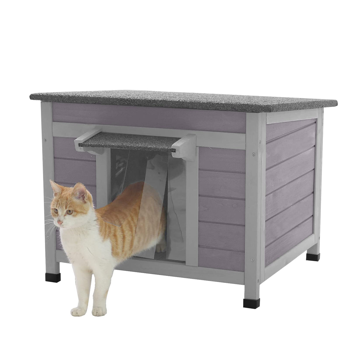 Aivituvin Feral Cat House Waterproof Outdoor Indoor Rabbit Hutch for Bunnies,Cats,Dogs and Other Small Animals,Asphalt Roof Aivituvin