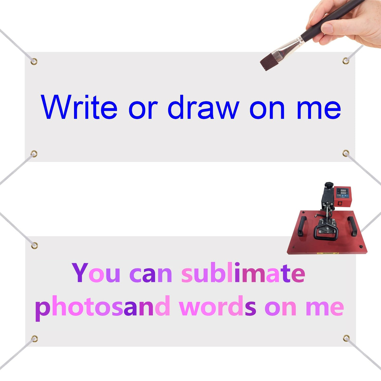 2 Pcs Large Sublimation Banner blank banners to decorate vinyl,2x6 Ft Polyester Oxford Cloth Blank Banner Signs with Hanging Ropes DIY Banner Sign for Business Office Supply for School Wedding GEKIXUTP