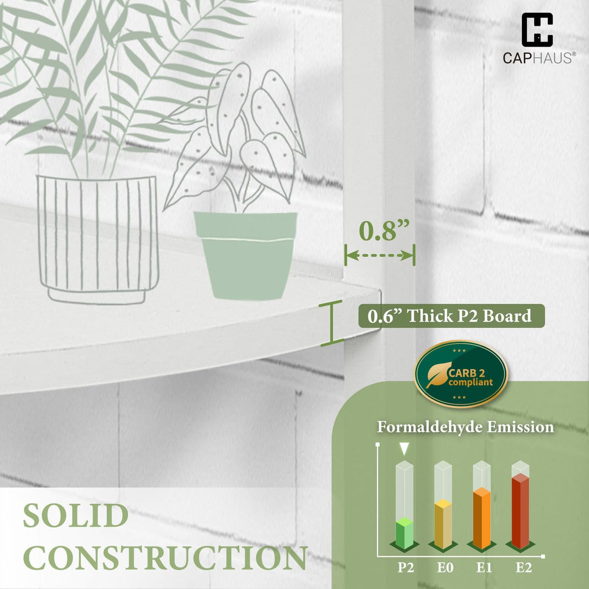 CAPHAUS 5-Tier Corner Shelf, Tall 59.1-Inch White Metal Frame Display Rack, Bookshelf Unit for Bathroom, Living Room, Home, Office CAPHAUS