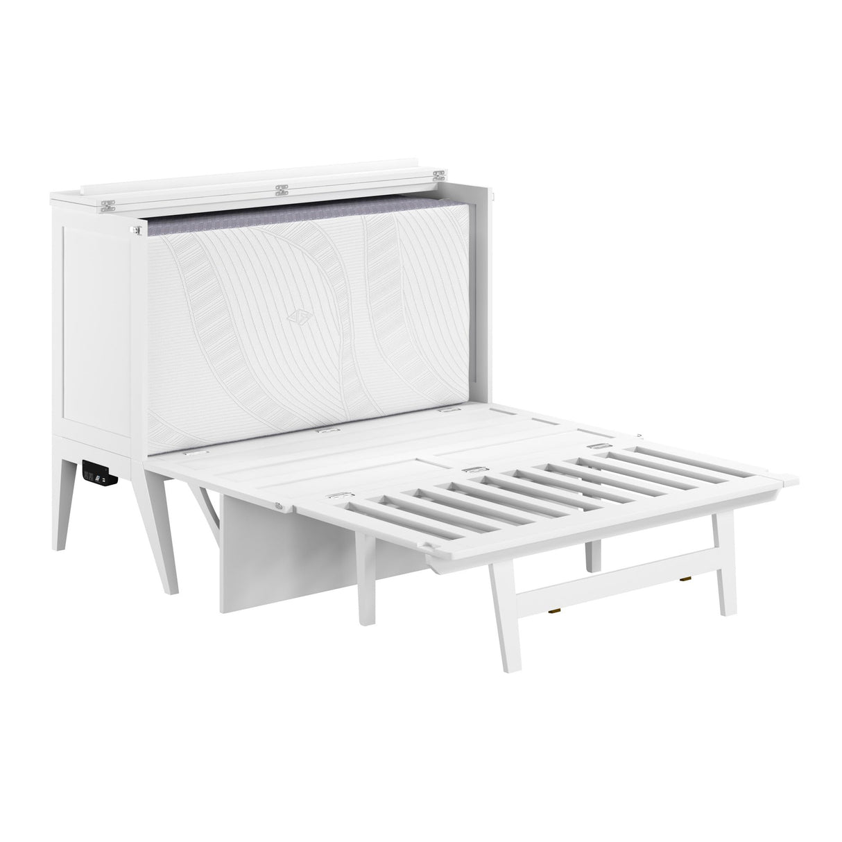 AFI, Northampton Full Size Murphy Bed Desk with Memory Foam 6" Mattress and Built-in USB Charger, White AFI