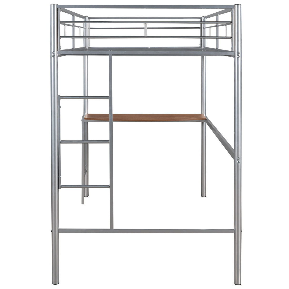 Harper & Bright Designs Metal Loft Bed with Desk, Teen Twin Size Loft Bed Frame Built-in Ladders, Safety Guardrails, Noise Free, Noise Free, No Box Spring Needed (Silver) Harper & Bright Designs
