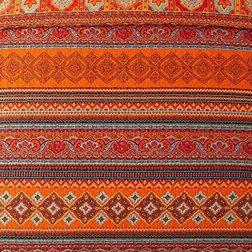 VAPUTAR Cotton Quilt King Size Bedding Set - 3 Pieces King Quilt Bedding Set, Boho King Size Quilts, Lightweight Reversible Coverlets Bedspreads for Farmhouse Bedroom (Red/Orange) VAPUTAR