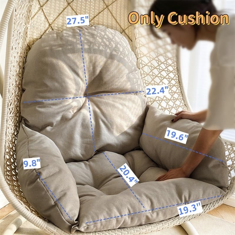 Swing Egg Chair Cushion Thickened Hanging Basket Seat Cushion Washable Hammock Chair Cushion Outdoor Patio Hanging Chair Cushion Replacement (Only Cushion) (Grey) Sothuba