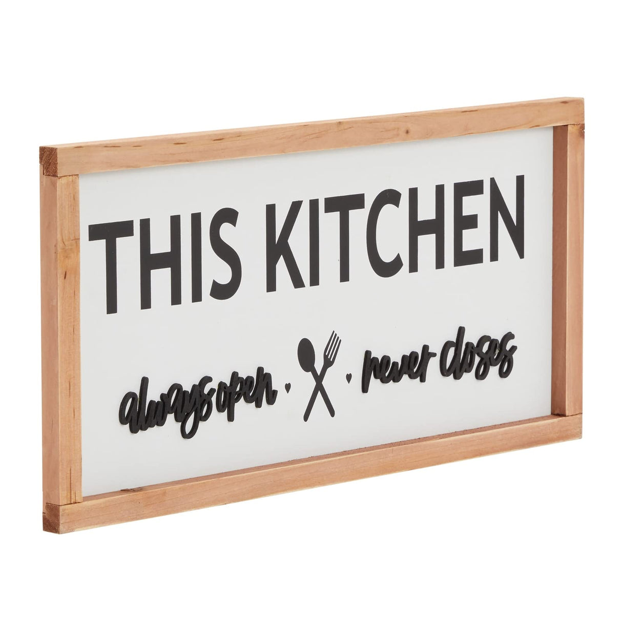 Farmlyn Creek Wooden Rustic Kitchen Wall Decor Sign, This Kitchen Always Open Never Closes (16 x 8 In) Farmlyn Creek