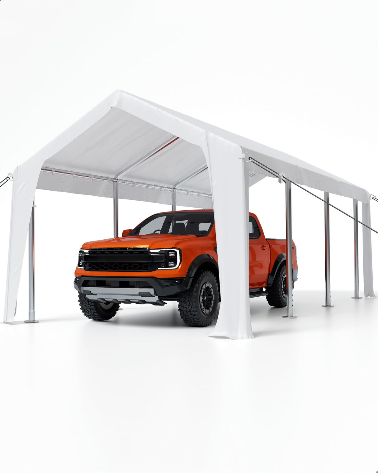 GarveeLife 20'x 10'x 11' Windproof Carport Top Replacement Cover Grey Heavy-Duty Garage Top Tent Shelter Tarp Waterproof & UV Protected (Top Cover ONLY, Frame Not Included) White GarveeLife