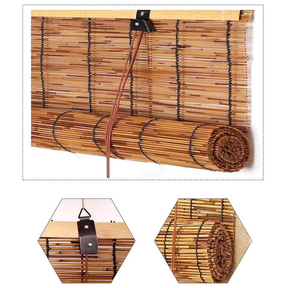 ADafeg Outdoor Roll-up Bamboo Shade Blackout Roller Matchstick Blinds, Bamboo Window Shades for Patio, Privacy Retro Curtains, Cordless 20"X60" 56"X72" 66"X72" 72"X72" (Size : 44" x 64") ADafeg
