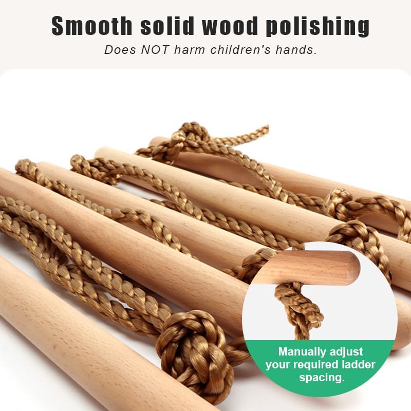 Weavelife 3 Pcs Gym Swing Set Includes Wooden Swing, Trapeze Bar with Rings & Climbing Rope Ladder for Kids, Indoor/Outdoor Play Equipment Combo Toy Gift with Hanging Hooks Weavelife