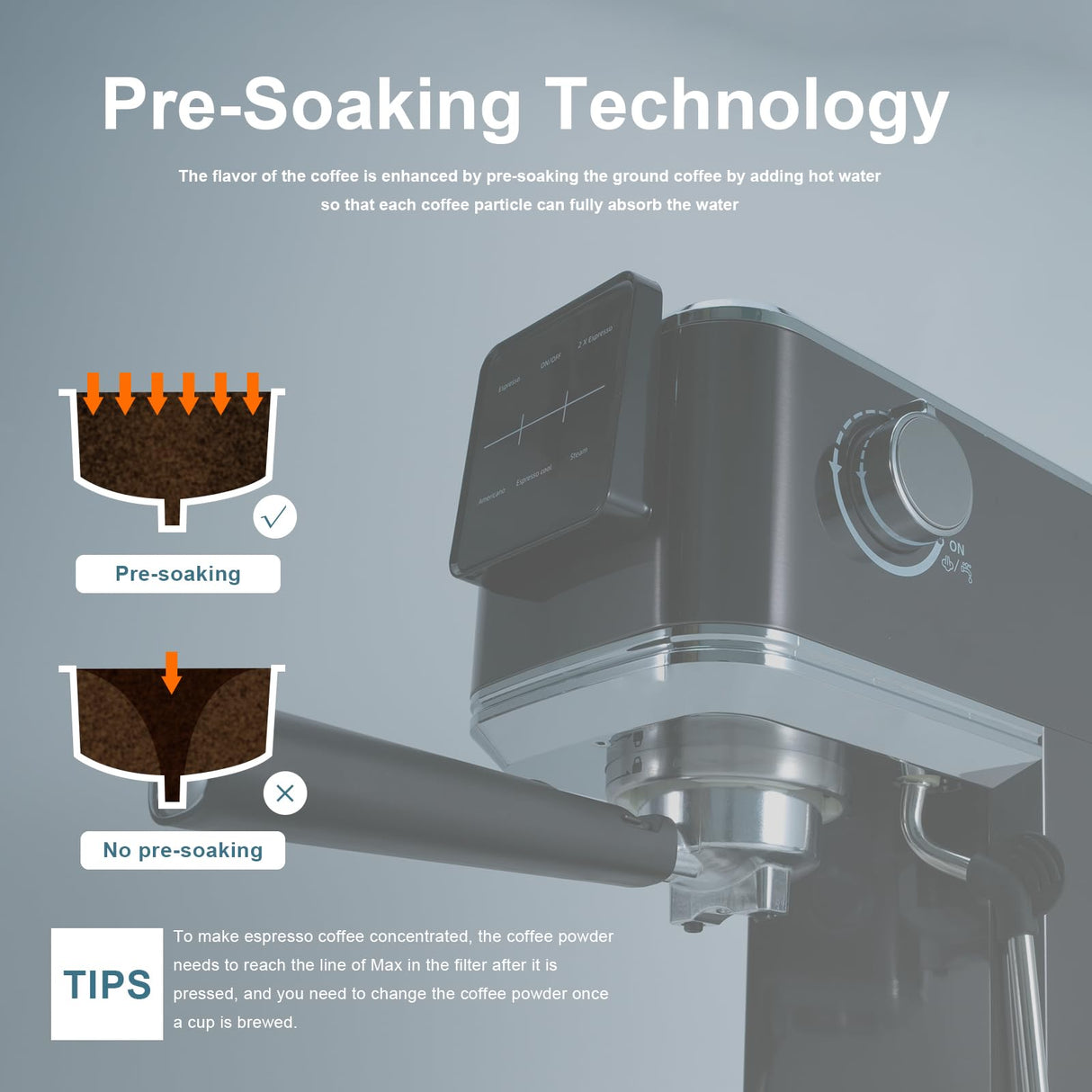 URintells Cuising Espresso Machine 20 Bar, Touch Screen Espresso Maker with Americano, Coffee Machine with Steam Milk Frother, Stainless Steel Cappuccino Latte Machine for Cold Brew Home Gifts, Black URintells Cuising