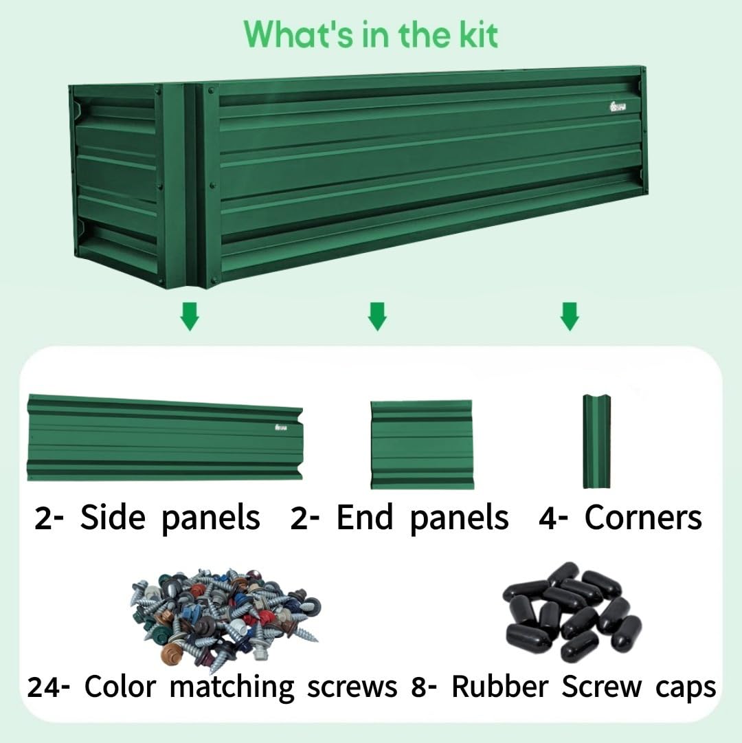 2 x 6 Rectangular Metal Planter Box Durable Raised Garden Bed in Galvalume Steel 24 x 72 with 18 Inch High Walls (Forest Green) PLANTER BOX DIRECT.COM BY ALL METAL WORKS, INC.