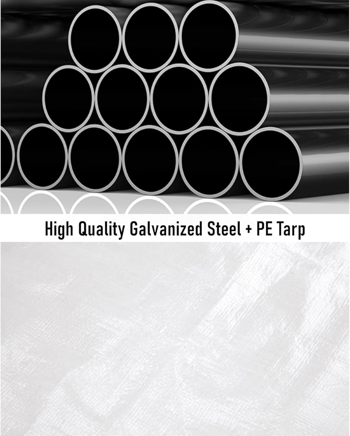 IDEALHOUSE 10x20ft Heavy Duty Carport with Roll-Up Windows - Portable Garage with Removable Sidewalls & Doors, All-Season Tarp Shelter for Cars, Trucks, Boats & Motorcycles (White) IDEALHOUSE