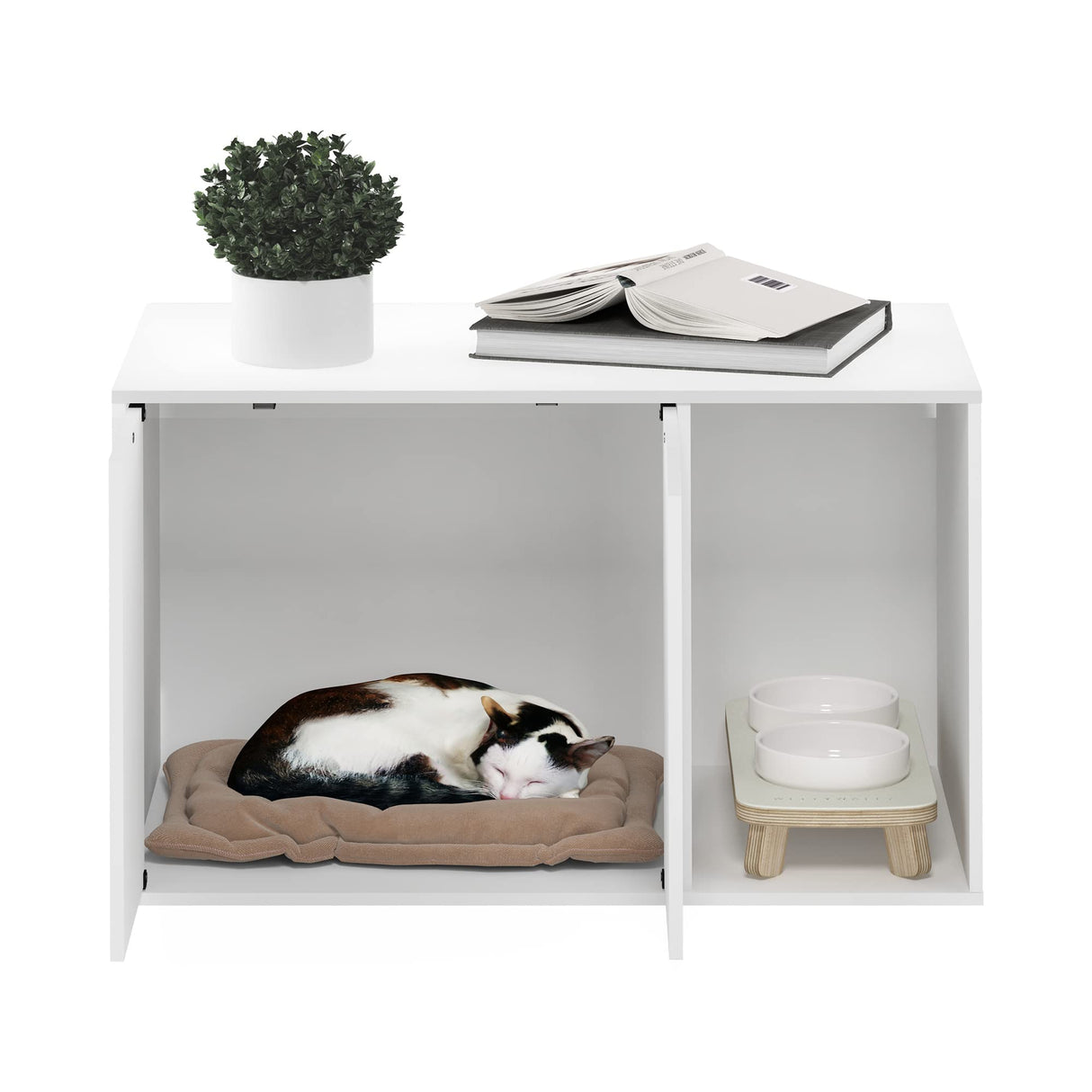 Furinno Peli Litter Box Enclosure, Solid White Furinno