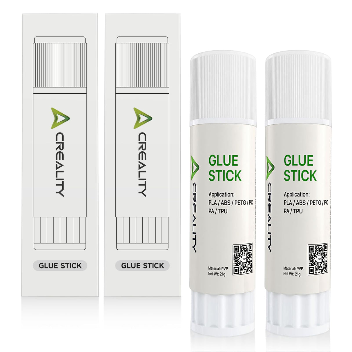 Creality Official 3D Printer Glue Stick,Solid Adhesive for Hot Bed,Perfect First Layer Adhesion,Reduce Warping for ABS PLA PETG Filaments and Build Plate (Pack of 2) Creality