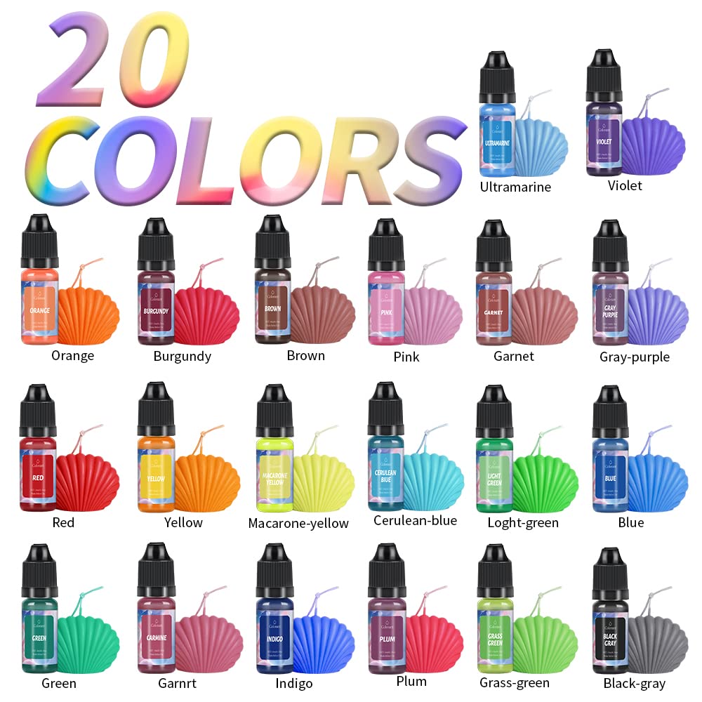 OSBANG Oil-Based Candle Dye - 20 Non-Toxic, Non-Irritating Colors for DIY Candle Making - Vibrant Concentrated Soy Wax, Beeswax, Gel Wax Dyes OSBANG