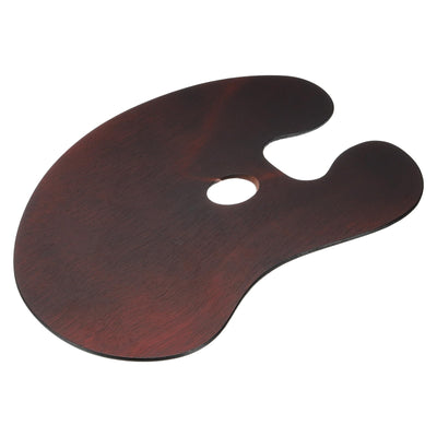 PATIKIL 16"x12" Wooden Paint Palette, 2Pcs Wood Painting Palette Color Mixing Oval Paint Tray Palette with Thumb Hole for Oil Watercolor Artist, Dark Brown