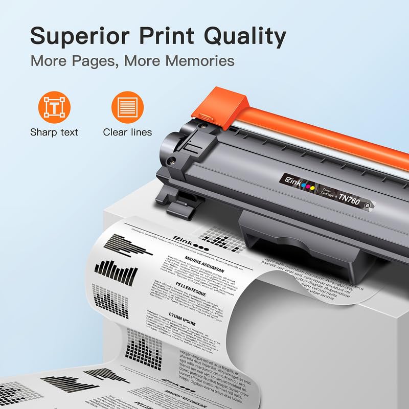 E-Z Ink Compatible TN760 Toner Cartridges Replacement for Brother TN-760 TN730 TN-730 to Use with HL-L2350DW HL-L2395DW HL-L2390DW HL-L2370DW MFC-L2750DW MFC-L2710DW DCP-L2550DW (Black, 4 Pack) E-Z Ink